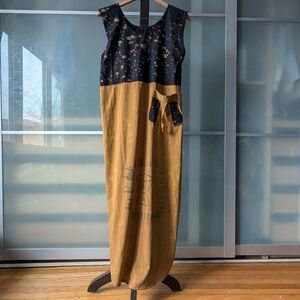 🏮SALE🏮Vinatge 90s Handmade Sleeveless Bohemian Color Block Dress - size Large